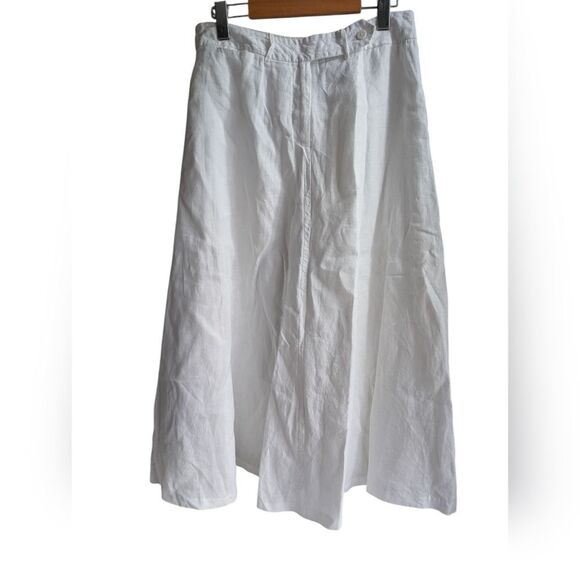 Grace Elements White 💯 Linen Midi A Line Skirt Size M Us6 - Picture 8 of 11